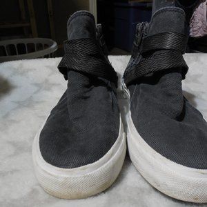 Women's High-Top Slip-On Sneakers in Charcoal Gray